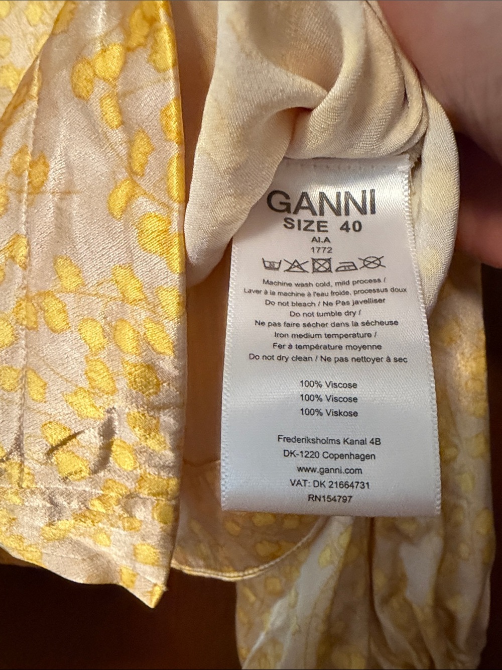 Ganni Cream and Yellow Floral Button-Front Blouse - Picture 6 of 8